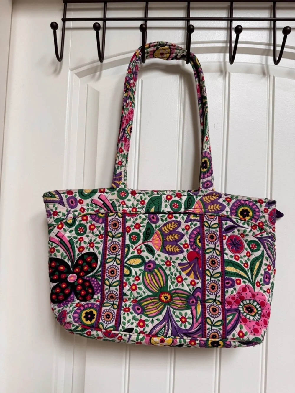 Vera Bradley Quilted Shoulder Tote in Retired “Viva La Vera" Pattern. 14”x9”x4” - Picture 2 of 6